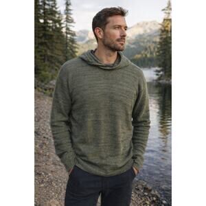 Paka sweater unisex XL Alpaca The Hoodie Handmade Peru Royal soft GREEN heather